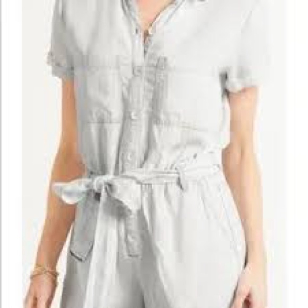 Cloth & Stone Light Gray Tie-Waist Jumpsuit